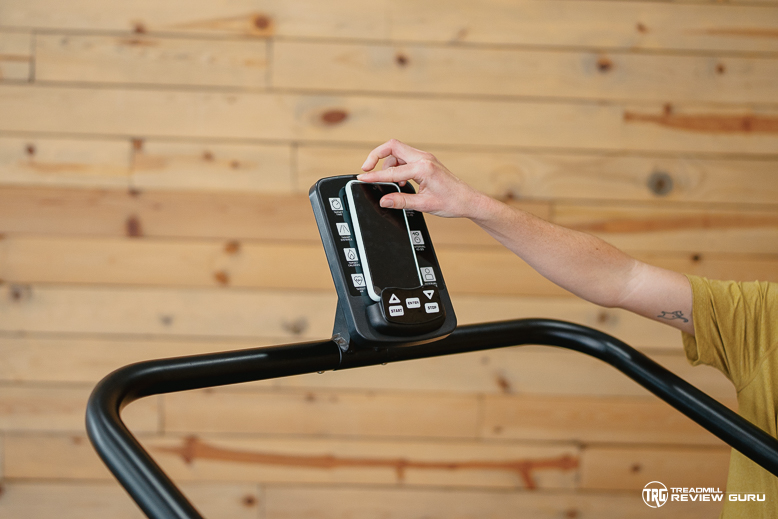 Bells of Steel Wooden Manual Treadmill - action phone