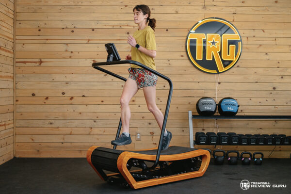 Bells of Steel Wooden Manual Treadmill - action running