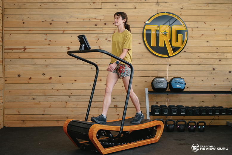 Bells of Steel Wooden Manual Treadmill - action