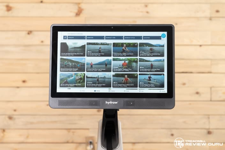 Hydrow Pro Rower content Menu