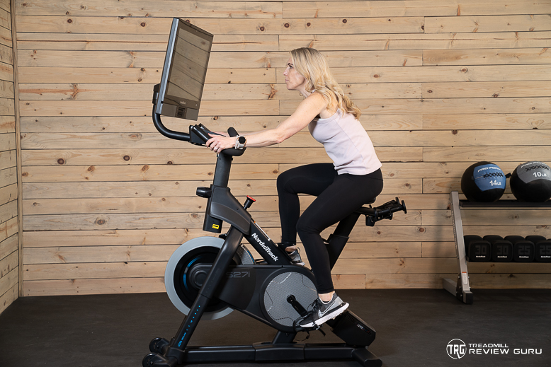 NordicTrack S27i Woman Pedaling Incline