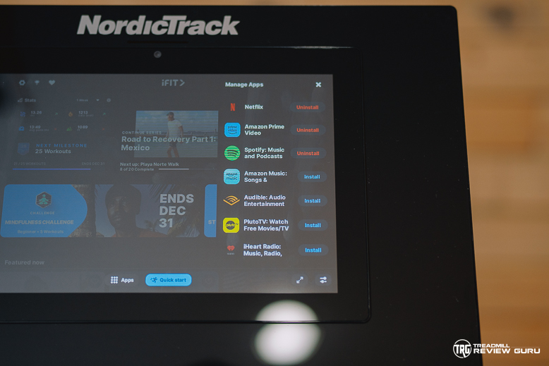 NordicTrack T Series 10 content apps
