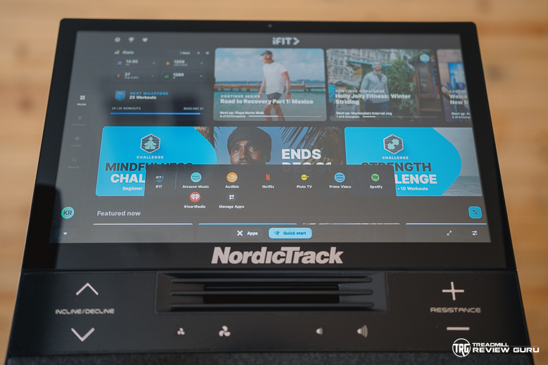 NordicTrack x16 Elliptical - entertainment apps
