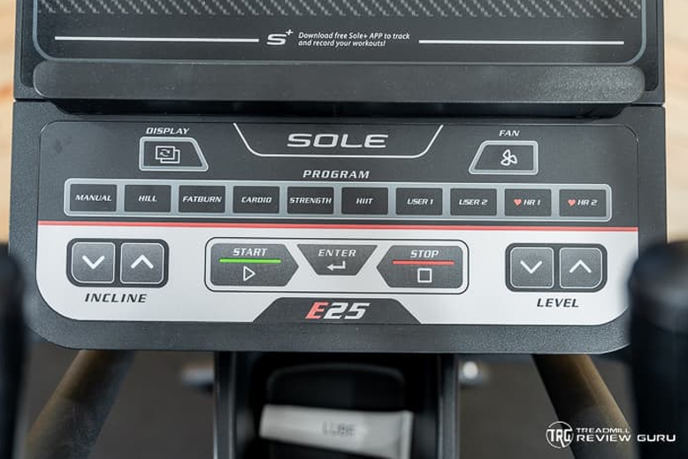Sole E25 console buttons